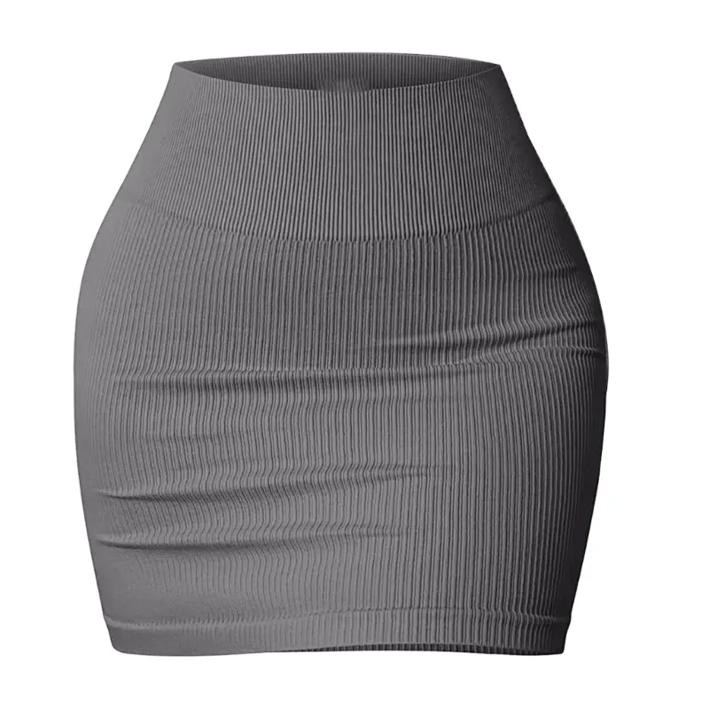 Women's Basic Elastic High Waist Bodycon Pencil Mini Skirt Casual Summer Ribbed Knit Short Skirt Fashion Streetwear