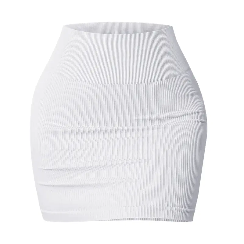 Women's Basic Elastic High Waist Bodycon Pencil Mini Skirt Casual Summer Ribbed Knit Short Skirt Fashion Streetwear
