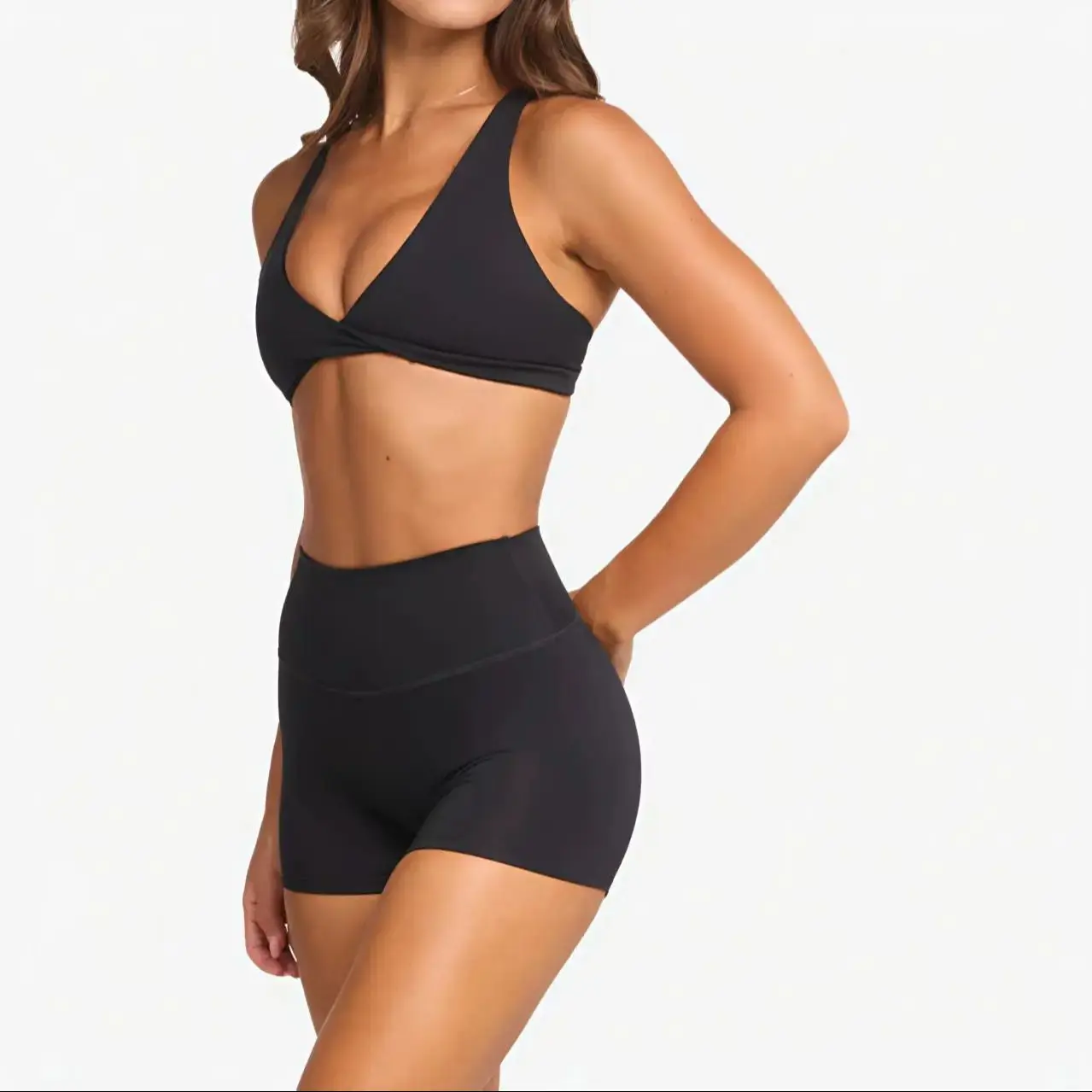 SHINBENE Women's Twist Workout Sports Bras Back Cross Padded Low Impact Fitness Bra Yoga Crop Tops