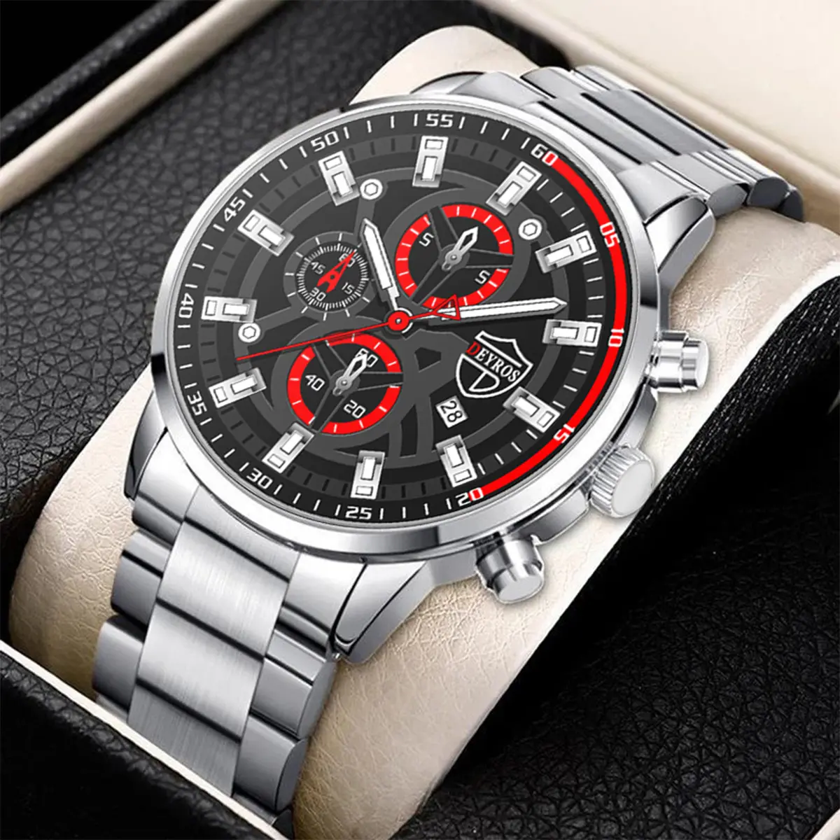 DEYROS 6Pcs/Set Men's Watch Set Fashion Luxury Men's stainless steel Quartz watch Men's Business casual watch