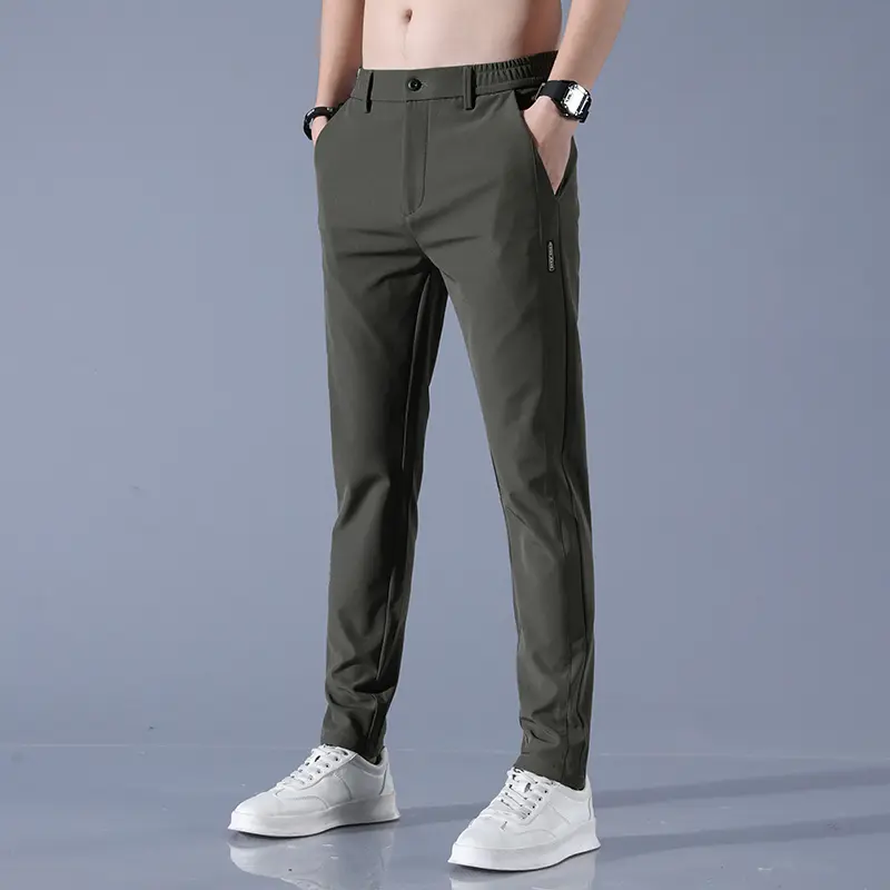 2025 Spring Summer Men's Ice Silk  Golf Casual  Slim Straight Thin Trousers Male Fashion Stretch breathable Jogging 28-38