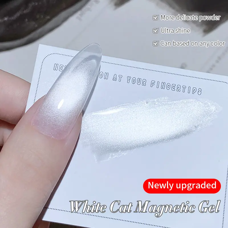 BORN PRETTY 10ml Flow Light White Cat Magnetic Gel Nail Polish Ultra Shine Soak Off UV Gel Mirror Glass Cat Magnet Gel Varnish