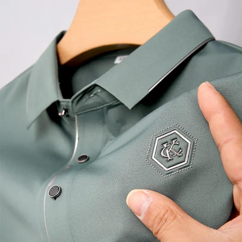 High end ice silk seamless breathable Paul T-shirt Short sleeve men's summer new fashion boutique embroidery casual polo shirt