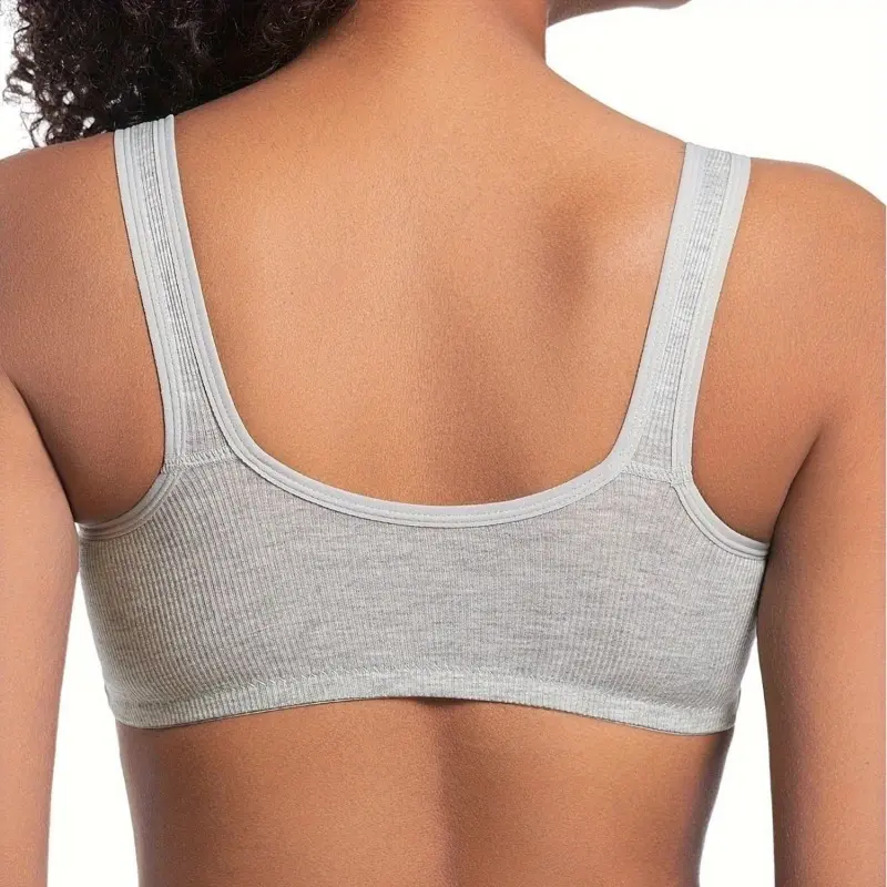 Women's Bra Wire-Free Front Closure Solid Color Full Coverage Fixed Cups More Considerate for Middle-Aged And Elderly Individual