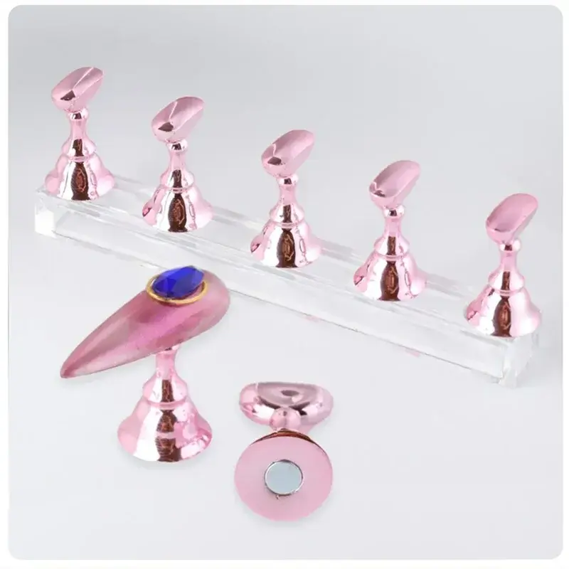 1Pc Magnetic Nail Art Holder Various Acrylic Nail Practice Stand with Clay for Nail Artists,beginners Home DIY Supply Art Tools