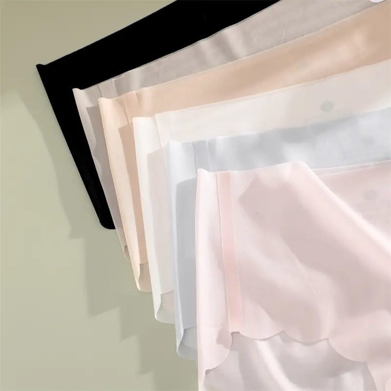 4PCS Ice Silk Seamless Underwear Ultra-thin Women's Panties Sexy Transparent Stretch Briefs High Waist Comfortable Lingerie M-XL
