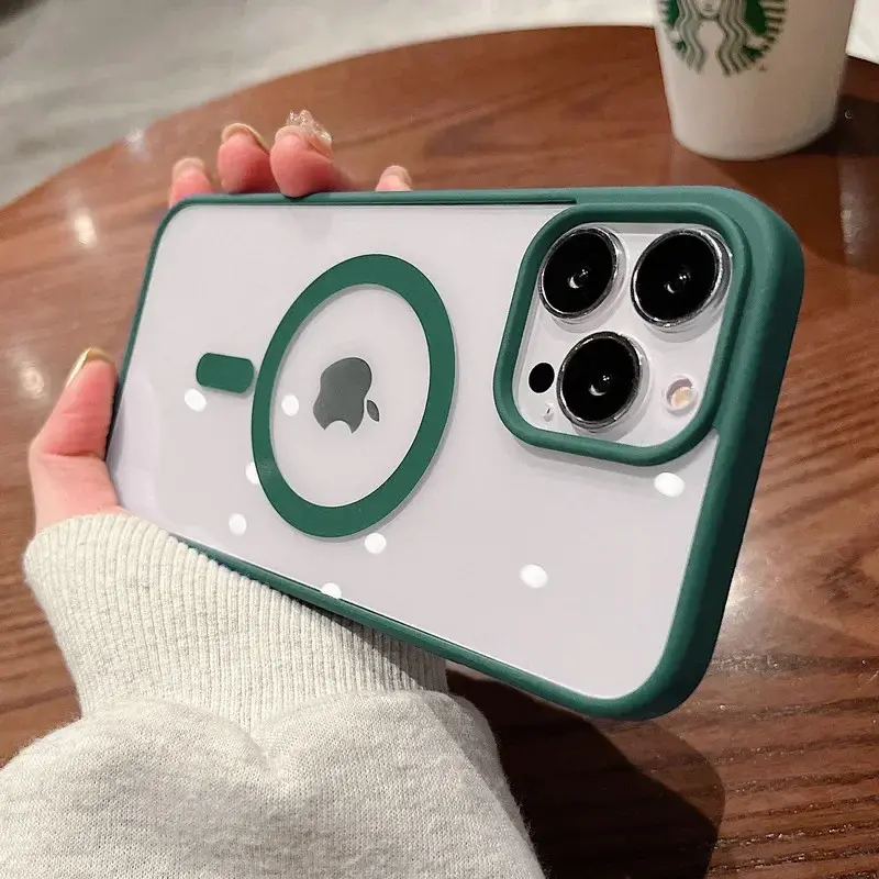 For Magsafe Magnetic Wireless Charging Case For iPhone 16 15 17 14 13 12 11 Pro Max Plus 12 13 Mini 16e Hard Acrylic Clear Cover