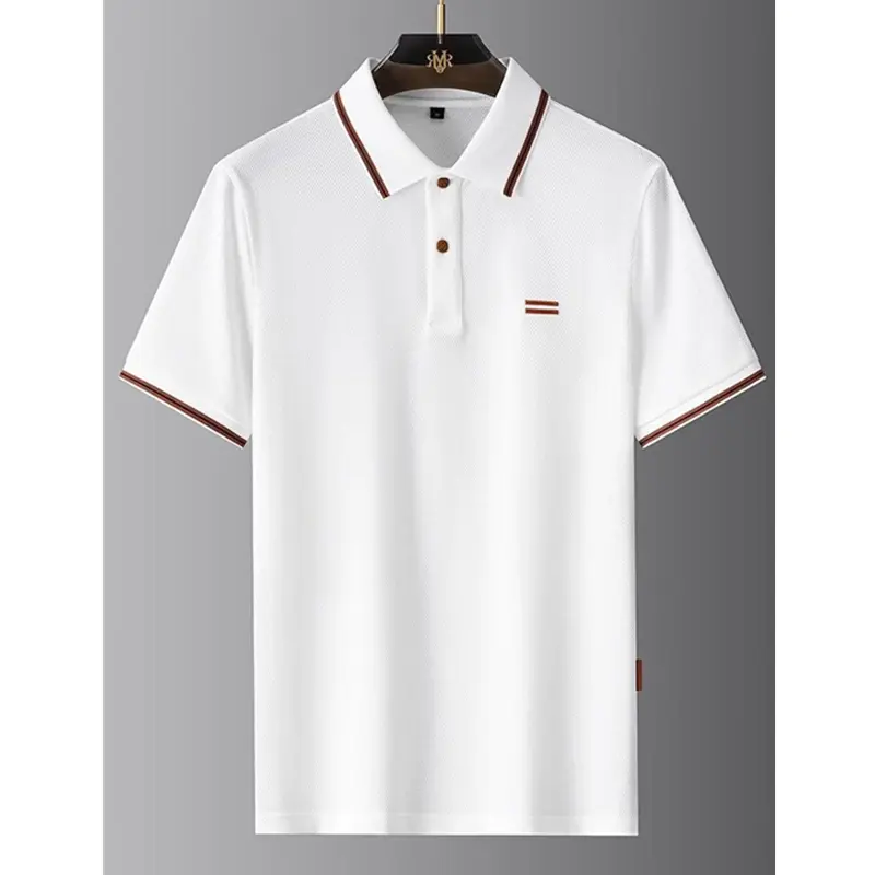 Luxury Brand Men's T-shirt designer Business Loose Fit Turn Down Collar Short Sleeve Polo Shirt Soft Solid Tops Tees Men T-shirt