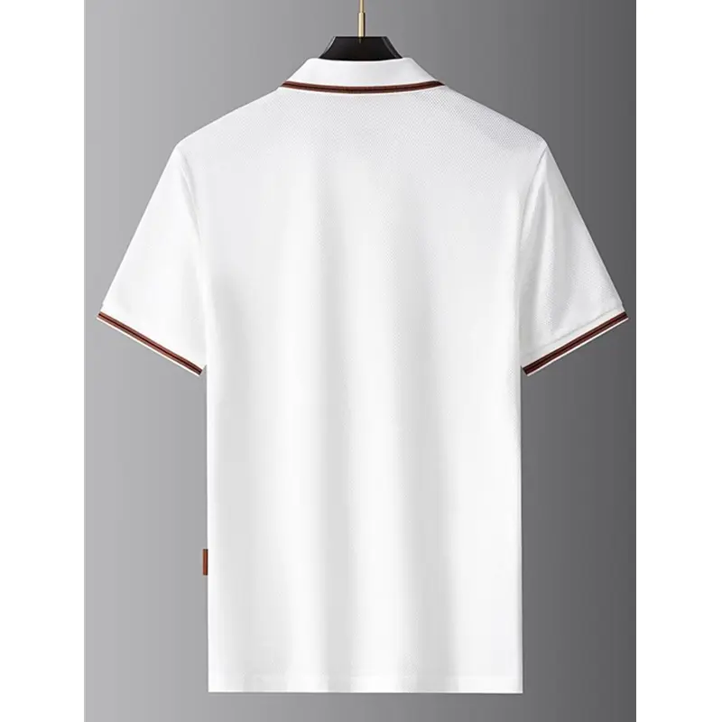Luxury Brand Men's T-shirt designer Business Loose Fit Turn Down Collar Short Sleeve Polo Shirt Soft Solid Tops Tees Men T-shirt