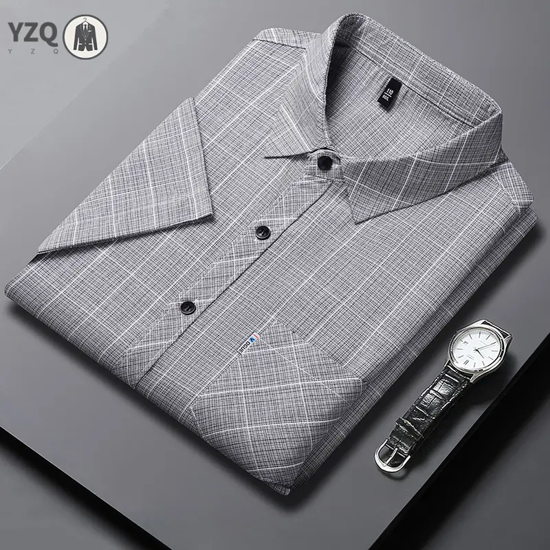New Men's Business Casual Short Sleeved Printed Shirt with Wrinkle Resistance No Ironing Comfortable All Season Versatile Top