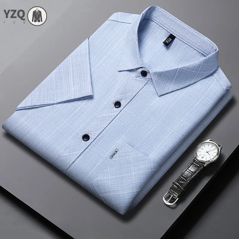New Men's Business Casual Short Sleeved Printed Shirt with Wrinkle Resistance No Ironing Comfortable All Season Versatile Top