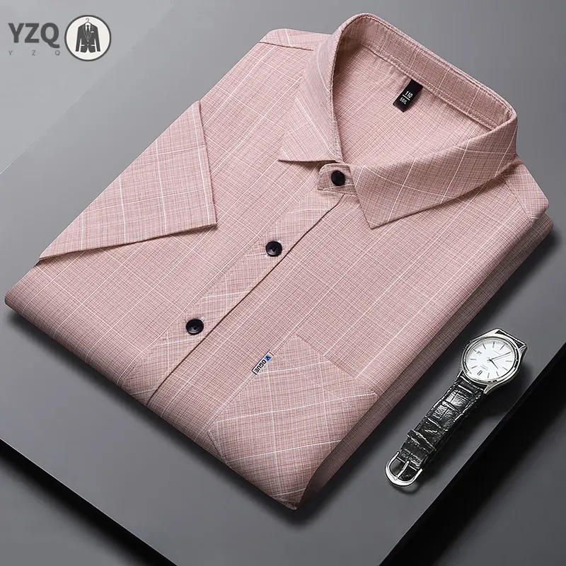 New Men's Business Casual Short Sleeved Printed Shirt with Wrinkle Resistance No Ironing Comfortable All Season Versatile Top