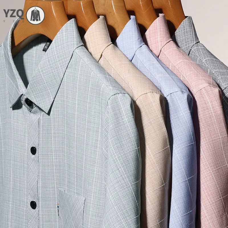 New Men's Business Casual Short Sleeved Printed Shirt with Wrinkle Resistance No Ironing Comfortable All Season Versatile Top