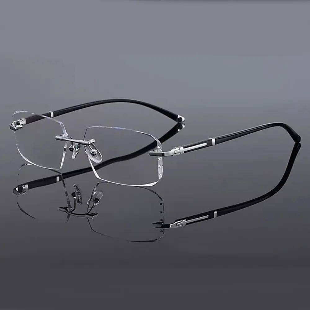 New Cut Edge Presbyopic Glasses Frameless HD Anti Blue Presbyopic Glasses Men's Anti Fatigue Presbyopia Clear Glasses +1.0~+4.0