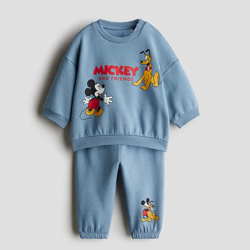 Mickey Mouse Sweatshirt+Pants Two Piece Set Spring Autumn Wear New Long Sleeve Outfits Outer Wear Cute Hoodies Trousers Suits