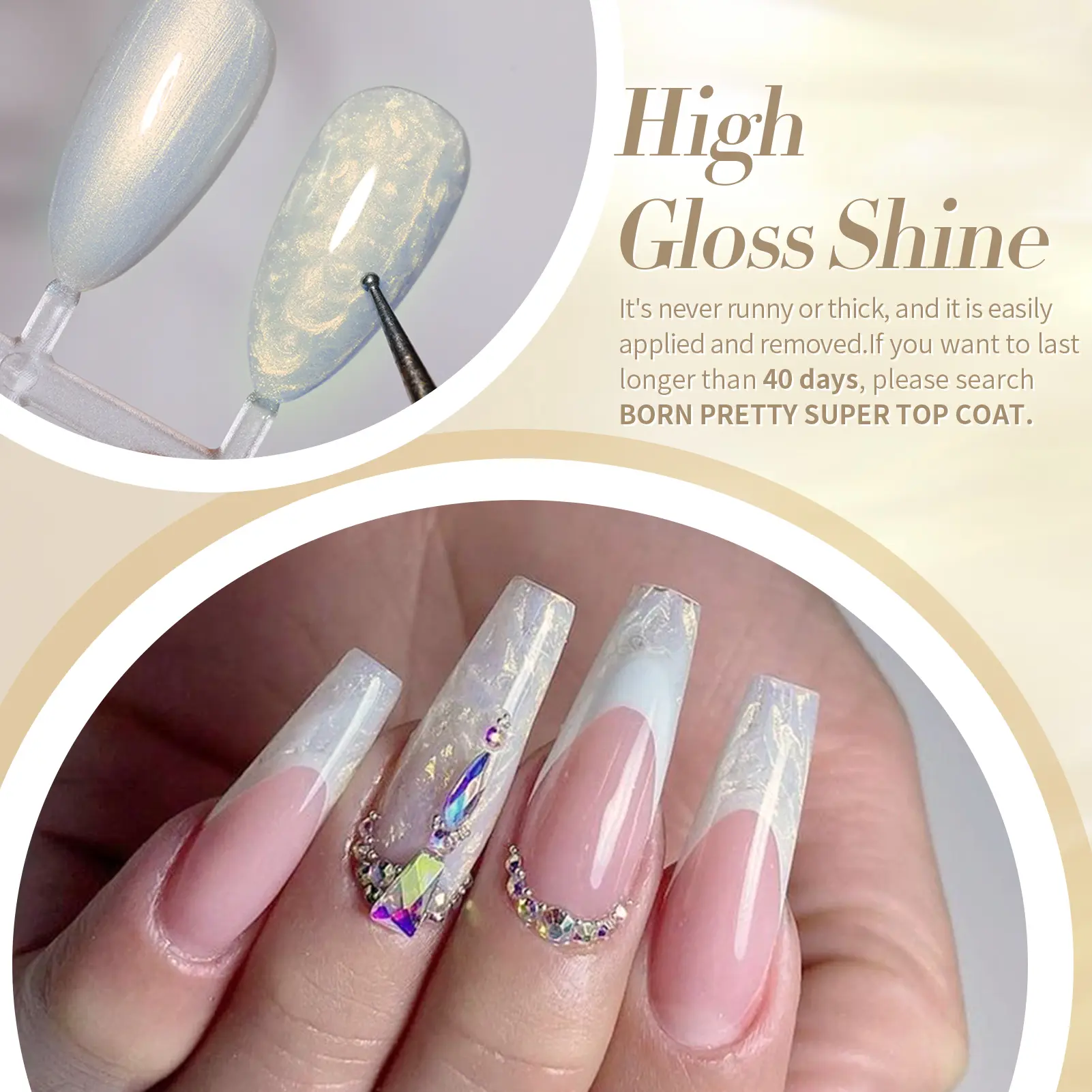 BORN PRETTY 6 Bottles 7ml Pearl Thread Swirl Gel Nail Polish Set Auoras Shell Nebulas Semi-Permanant Varnish Soak Off Nail Art