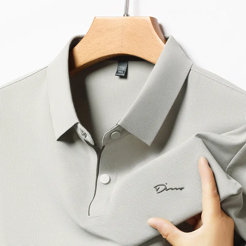 Ice Silk Short Sleeved T-shirt for Men in Summer Business and Leisure Collar Middle-aged Breathable Polo Shirt No TraceT-shirt