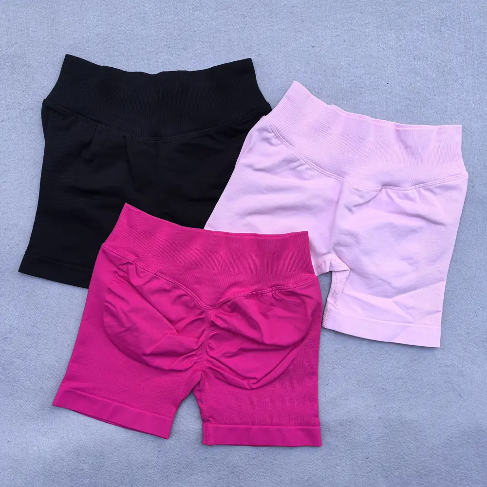 4.5" Seamless Shorts Ribbed Yoga Shorts Women Flex Scrunch Bum Gym Shorts Booty Running Short Butt Lifting Workout Pants
