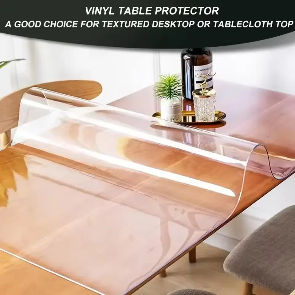 Soft Glass Tablecloth Transparent PVC Table Cloth Waterproof Oil Proof Kitchen Dining Rectangular Table Cover Matte Clear