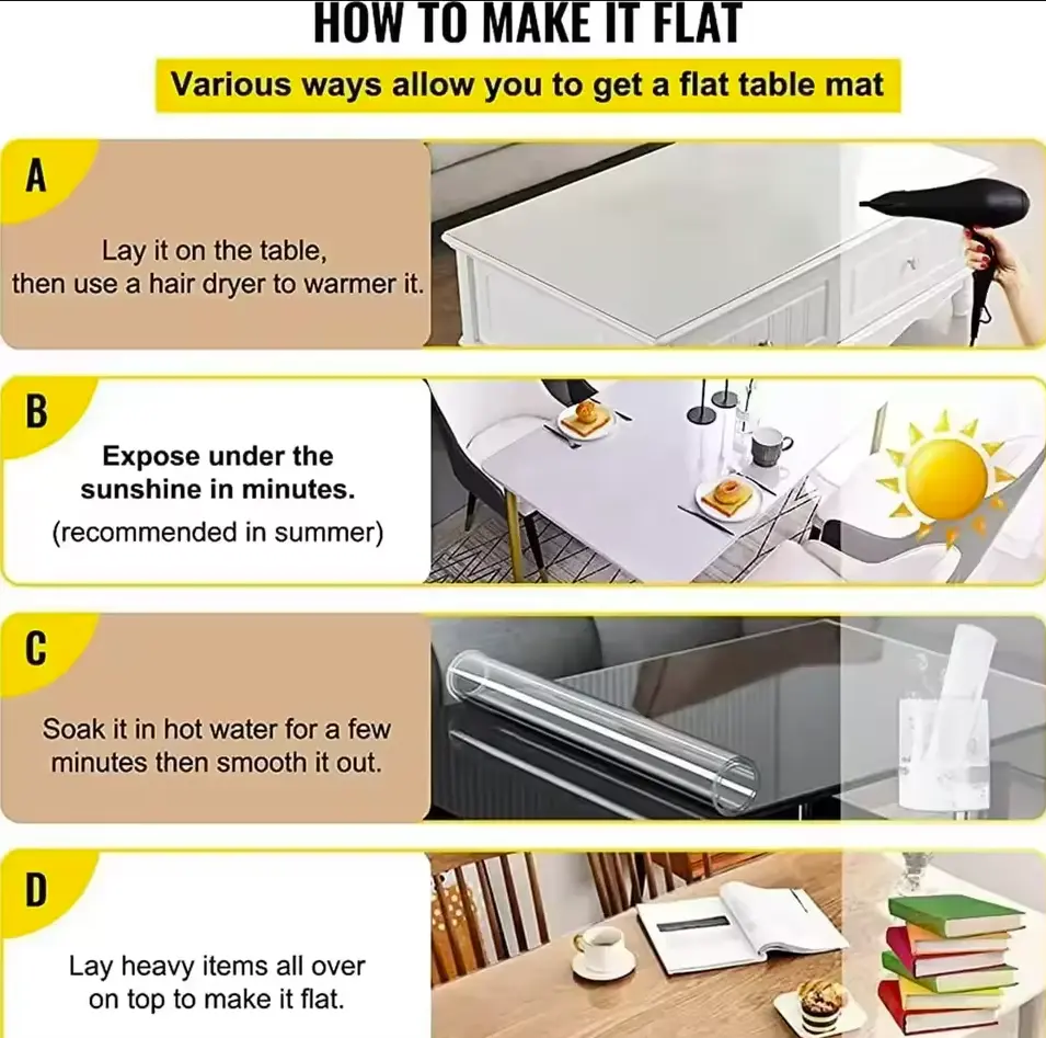 Soft Glass Tablecloth Transparent PVC Table Cloth Waterproof Oil Proof Kitchen Dining Rectangular Table Cover Matte Clear