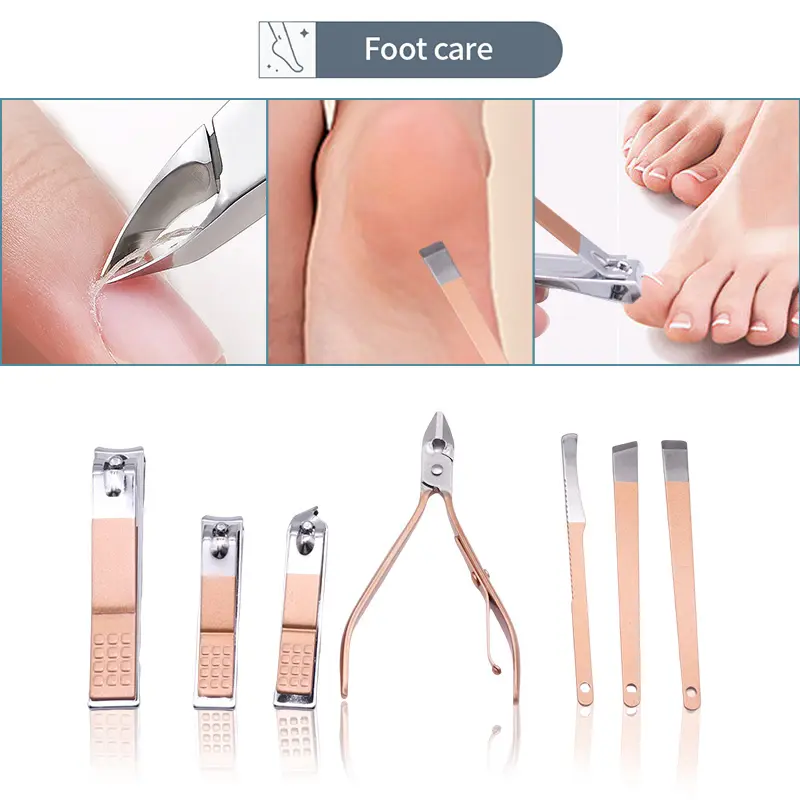 7/10/12/15/18PCS Nail Clippers Set Stainless Steel Manicure Kit Professional Nail Scissors Cuticle Trimmer with Travel Case