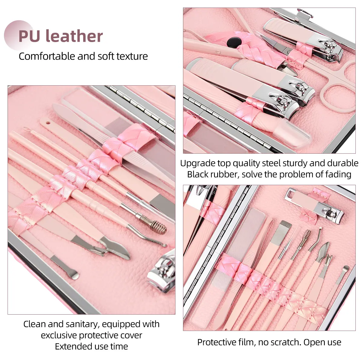 7-16pcs Manicure Set Pedicure Sets Nail Clipper Stainless Steel Professional Nail Cutter Tools Travel Case Kit Foot Care