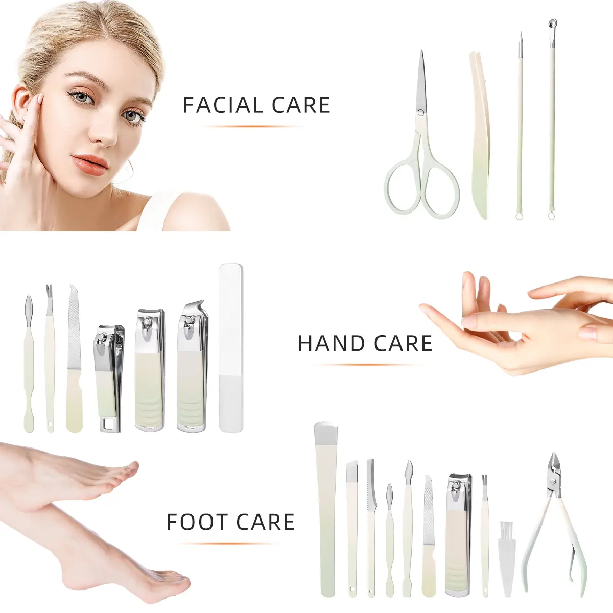 7-16pcs Manicure Set Pedicure Sets Nail Clipper Stainless Steel Professional Nail Cutter Tools Travel Case Kit Foot Care