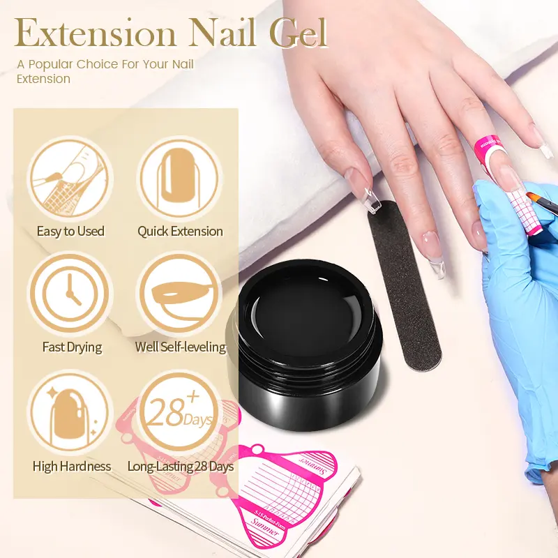 BORN PRETTY 30ml Milky White Hard Gel Jelly Nail Extension Gel Nail Polish Clear Acrylic Nail Color Soak Off UV Construction Gel