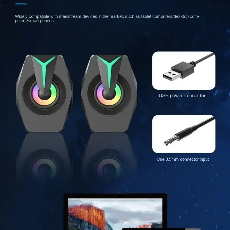 Altavoces Para Ordenador, Caja De Sonido Para PC, Micrófono Estéreo HIFI, USB, Con Cable, Con Luz LED Para Ordenador De Escrit