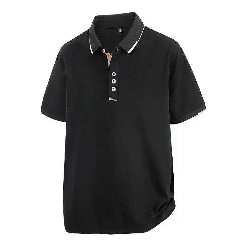 Plus Size 7XL 8XL Summer Elegant T Shirt Men Short Sleeve Turn Down Collar 95% Cotton Soft Solid Color Tops Tee Men T-shirt