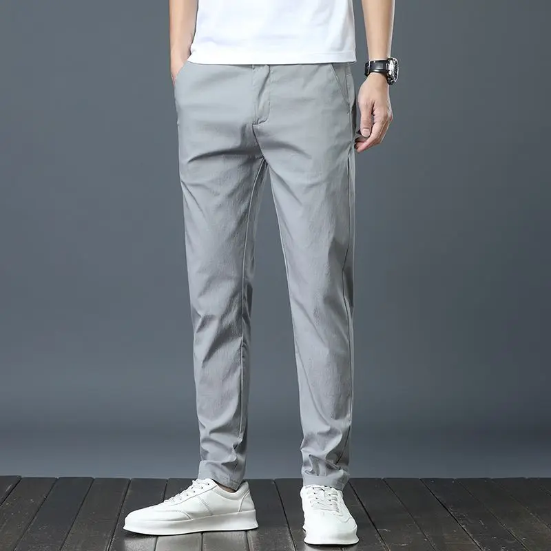 Ice Silk Men's Golf Men's Midweight Casual Pants Sports Pants Simple Design Khaki Black Slim Straight Leg Stretch Casual Trouse