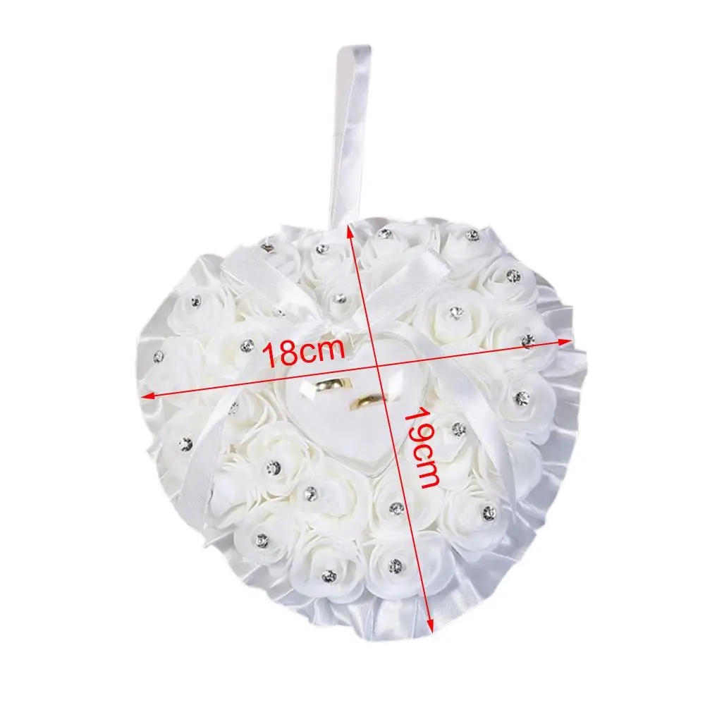 Heart Ring Pillow for Wedding Valentine's Day Favors Mariage Ring Display Pillow Cushion With Transparent Box Ring Bearer Pillow