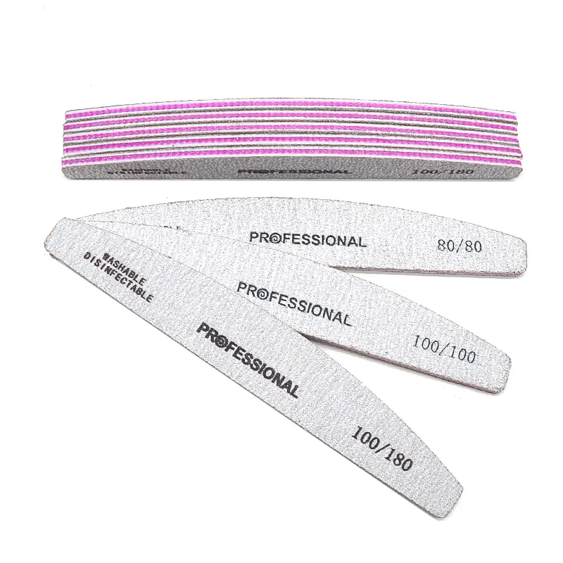 50/25 Pcs/Pack Professional Washable Nail Files 100 To 180 Half Moon Strong Sandpaper Durable File Nails Tools Manicure Supplies