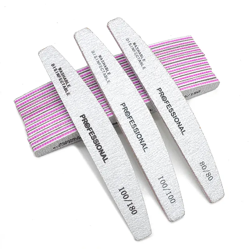 50/25 Pcs/Pack Professional Washable Nail Files 100 To 180 Half Moon Strong Sandpaper Durable File Nails Tools Manicure Supplies
