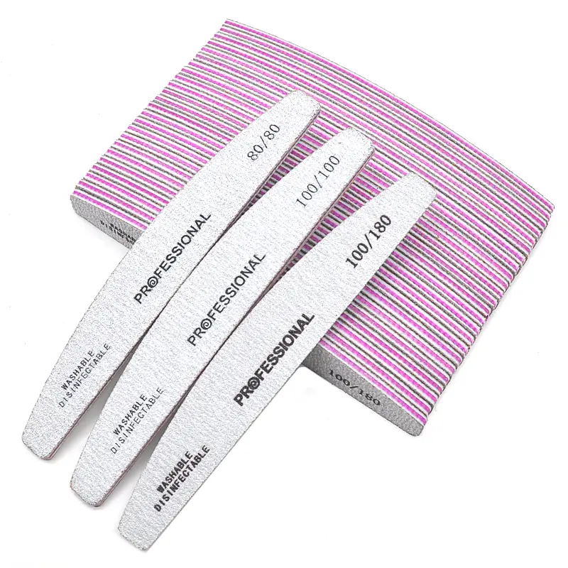 50/25 Pcs/Pack Professional Washable Nail Files 100 To 180 Half Moon Strong Sandpaper Durable File Nails Tools Manicure Supplies