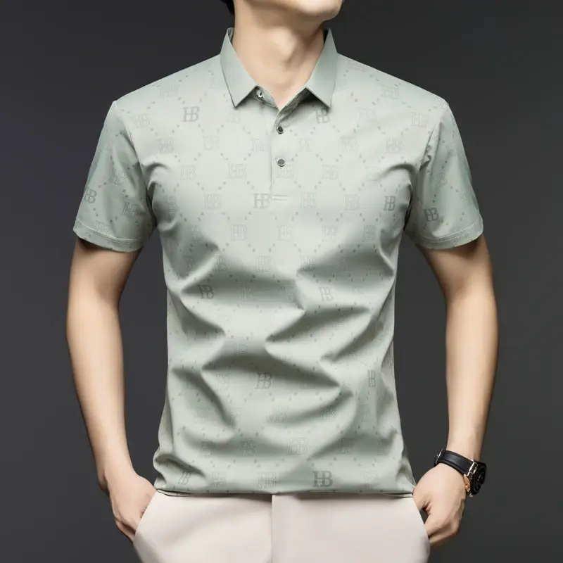 TFETTERS Brand 2025 Summer Funny T Shirts Men Short Letter Print Design Smart Casual Collar T-shirt Ice Silk Cool Soft Men Tops