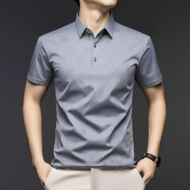 TFETTERS Brand 2025 Summer Funny T Shirts Men Short Letter Print Design Smart Casual Collar T-shirt Ice Silk Cool Soft Men Tops