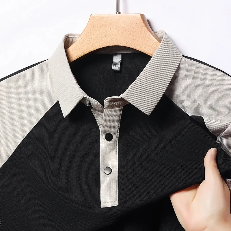 2025 New Men's Casual Fashion Splicing Short Sleeve Polo Shirt Korean Edition Summer T-shirt Comfortable Versatile Top
