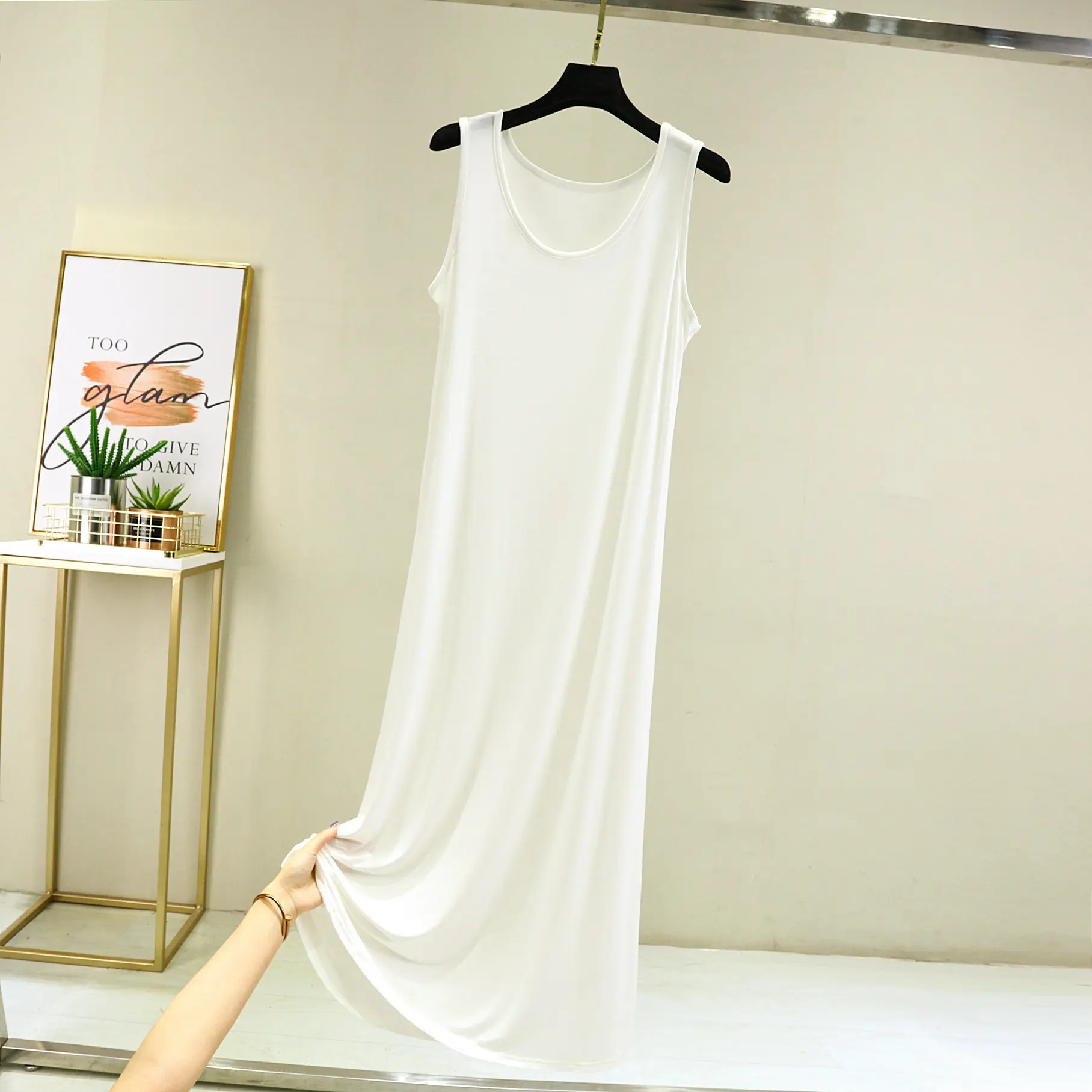 Fdfklak New Casual Modal Night Dress Woman Sleeveless Vest Women's Pajamas Comfortable Ladies Nightie Sleepwear Nightgowns