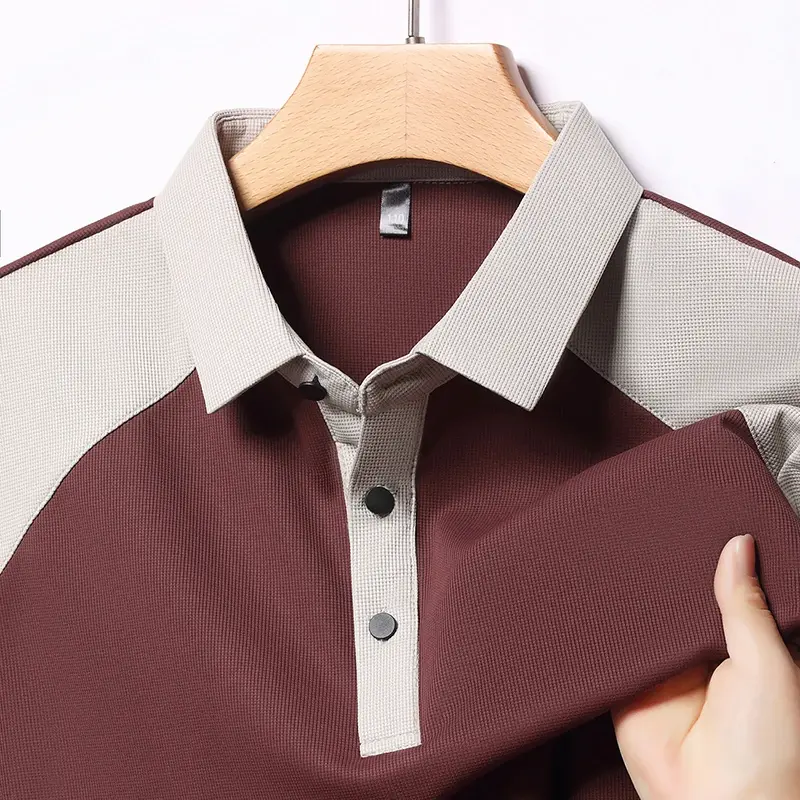 2025 New Men's Casual Fashion Splicing Short Sleeve Polo Shirt Korean Edition Summer T-shirt Comfortable Versatile Top