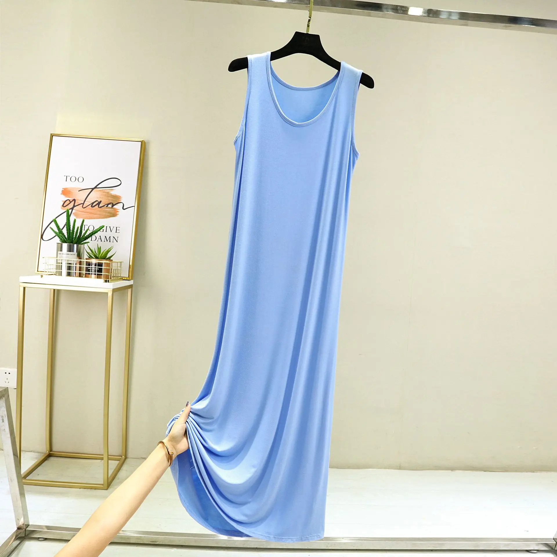 Fdfklak New Casual Modal Night Dress Woman Sleeveless Vest Women's Pajamas Comfortable Ladies Nightie Sleepwear Nightgowns
