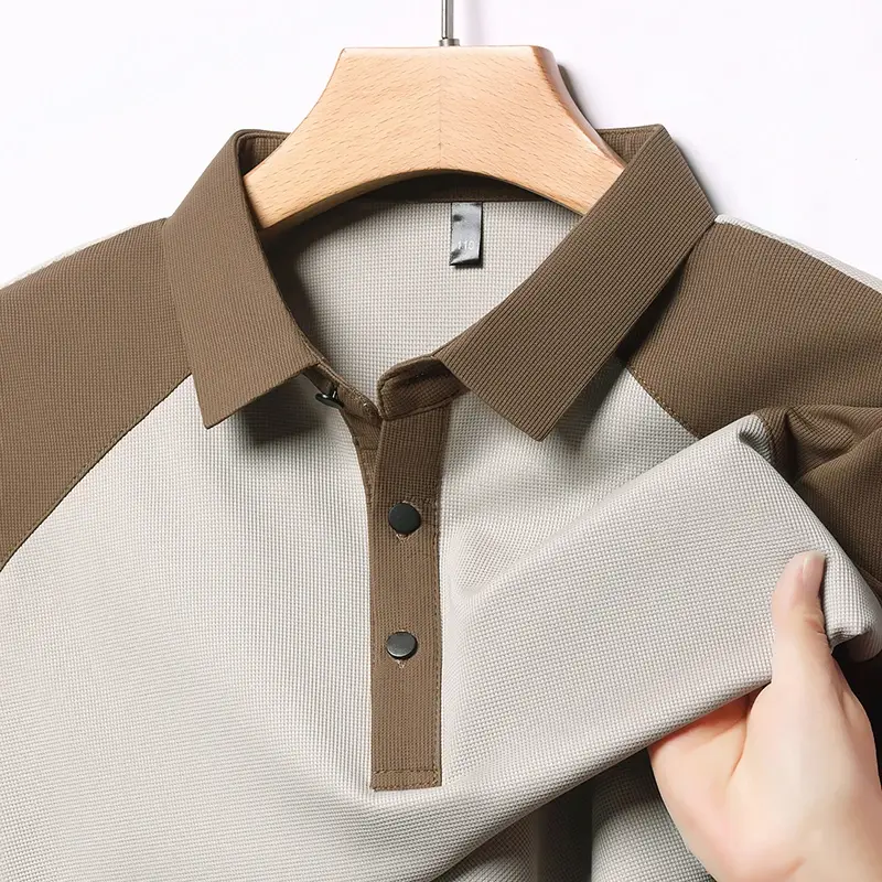 2025 New Men's Casual Fashion Splicing Short Sleeve Polo Shirt Korean Edition Summer T-shirt Comfortable Versatile Top