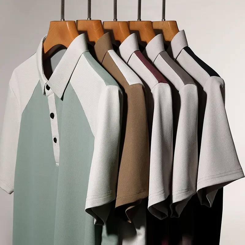 2025 New Men's Casual Fashion Splicing Short Sleeve Polo Shirt Korean Edition Summer T-shirt Comfortable Versatile Top