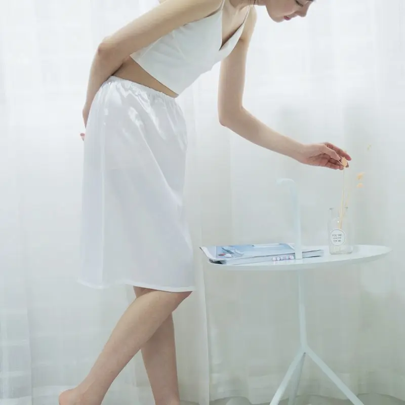 Summer Women's Intimates Casual Mini Lined Skirts Elastic Slips Underskirt Ladies Basic Half Petticoat Intimates Sleepwear