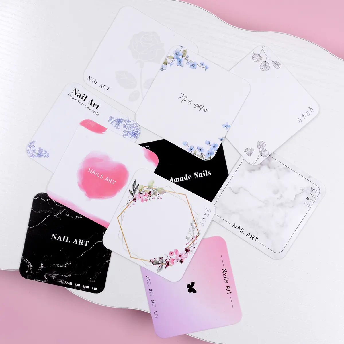 20Pcs 6.5x6.5cm Nails Packaging Cards Press-on Nails Packing Card Board Nail Art Display Card Manicure Nails Salon Package Card