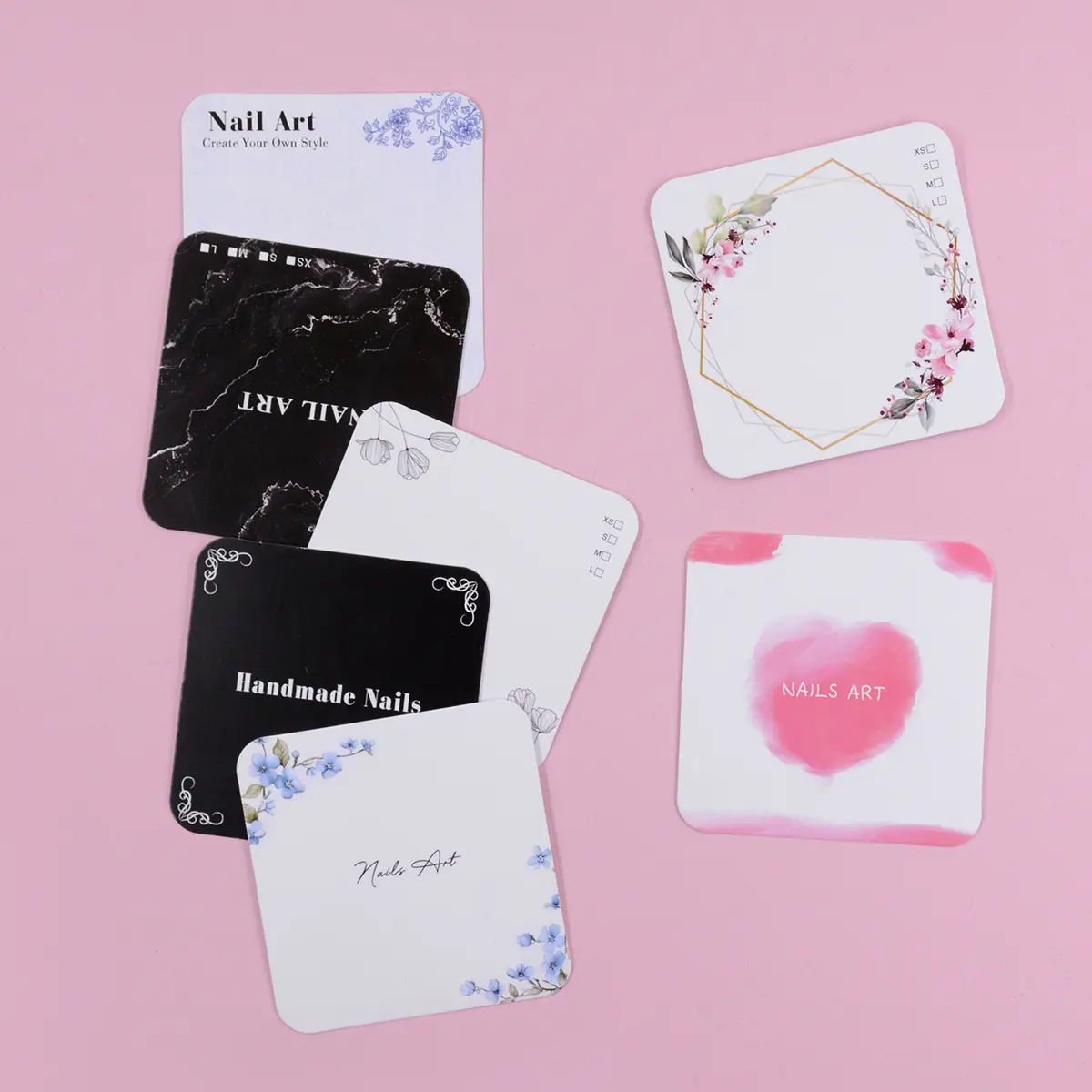20Pcs 6.5x6.5cm Nails Packaging Cards Press-on Nails Packing Card Board Nail Art Display Card Manicure Nails Salon Package Card