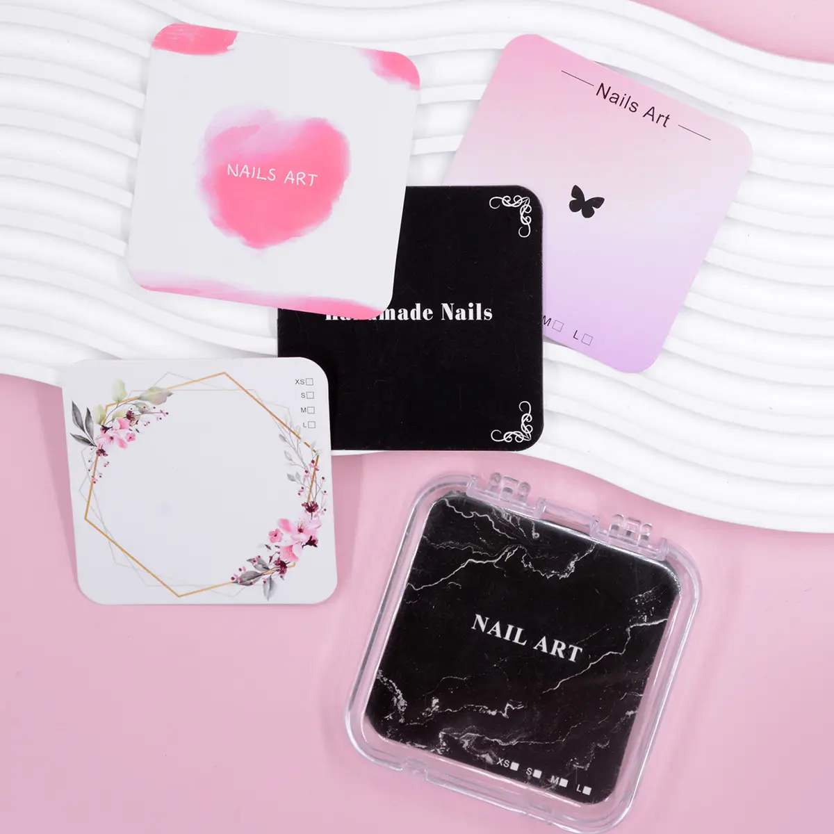 20Pcs 6.5x6.5cm Nails Packaging Cards Press-on Nails Packing Card Board Nail Art Display Card Manicure Nails Salon Package Card
