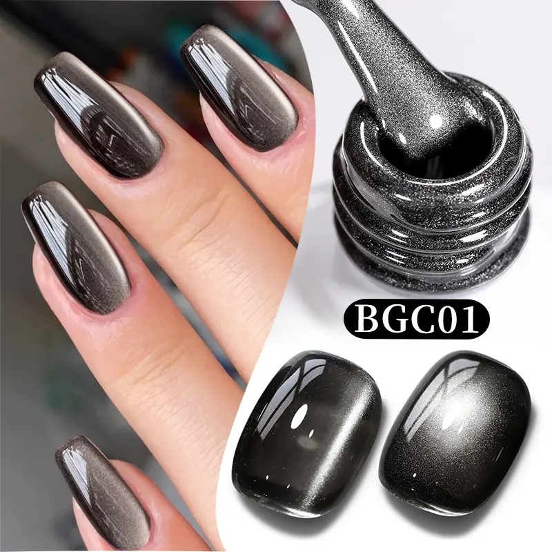 BORN PRETTY 10ml Black Glass Cat Magnetic Gel Nail Polish Nail Art Manicure Varnis Semi Permanent Soak UV Gel Nail Supplies