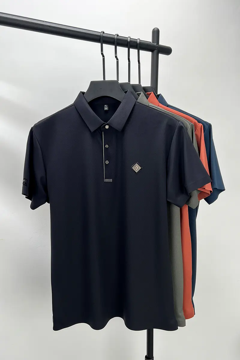 Summer Men's Soft Ice Silk Breathable Short Sleeved T-shirt Lapel Embroidered Fashion Korean Leisure POLO Shirt Men's Clothing
