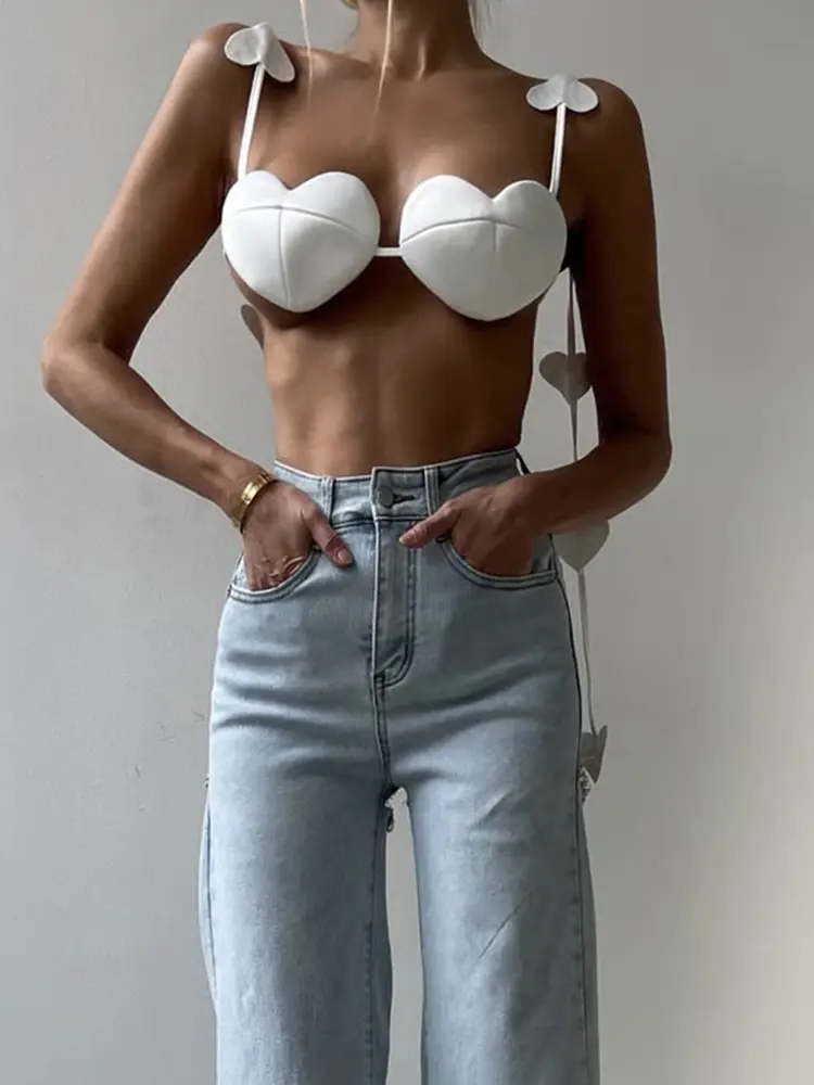 Sisterlinda Spring Release Junior Fashion Leisure High Street Vest K25B72373 Girl Solid Love Halter Slim Cleavage Backless Bra